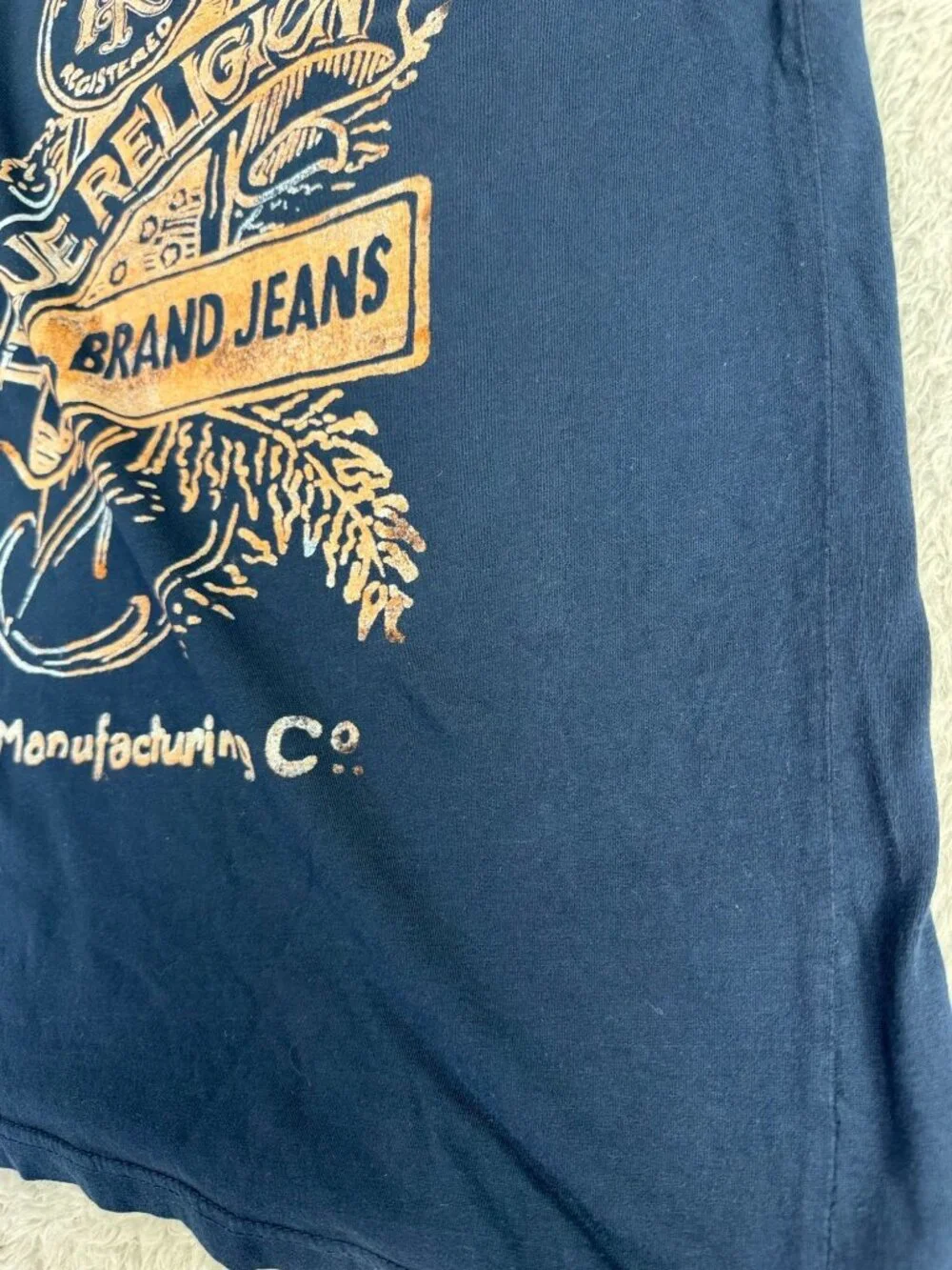 True Religion Navy Graphic Tee Shirt Mens S/P Retro Light 90's Comfort